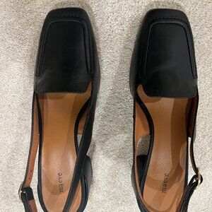 Maeve Slingback Loafer Block Heel- black leather- size 6-6.5